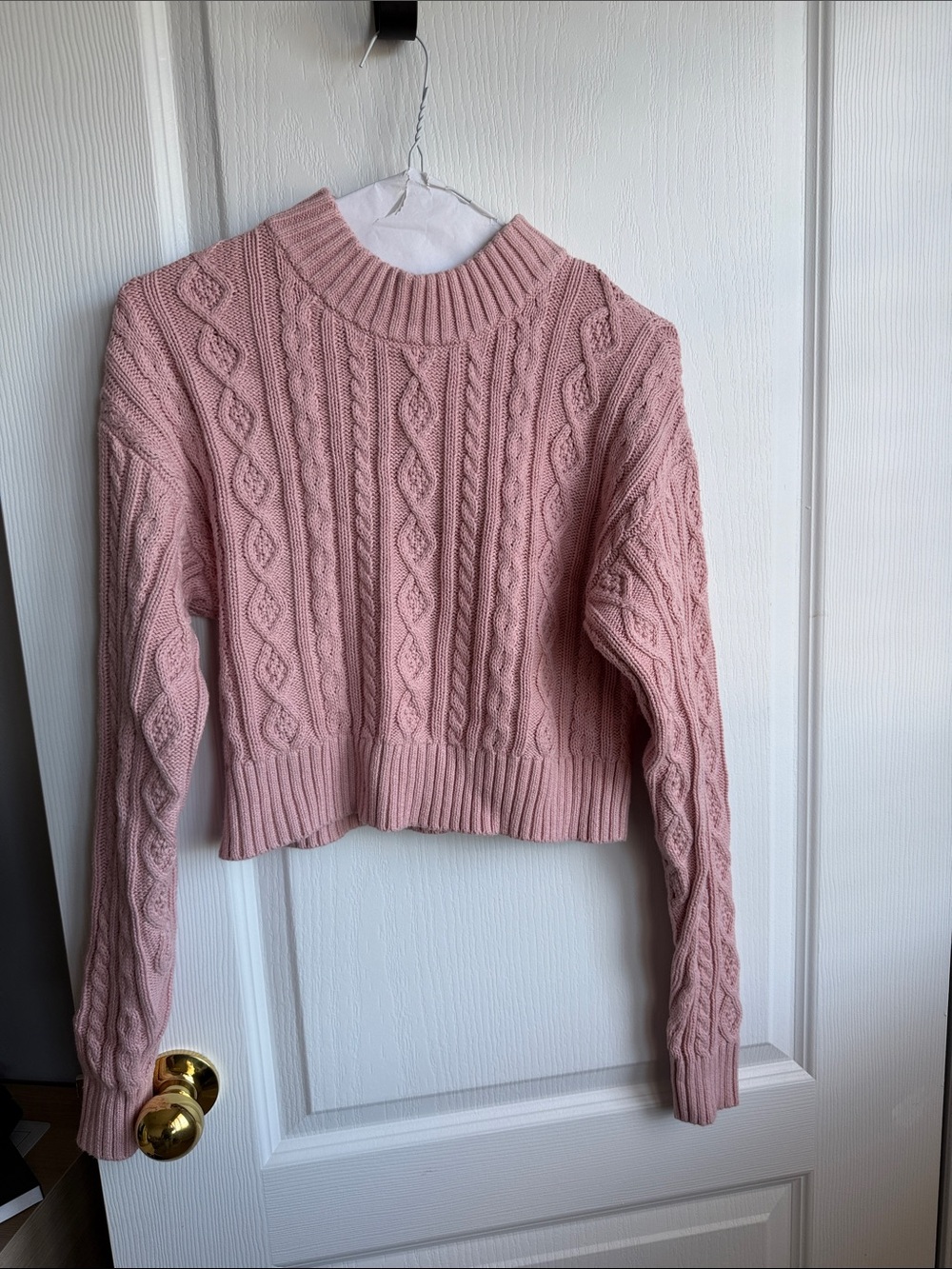 GAP x loveshackfancy Blush Cable-Knit Crewneck Sweater